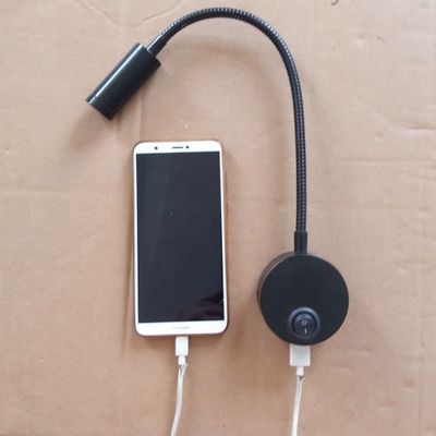 Convenient USB Charging Port Flexible LED Wall Reading Light for Hotel Guests