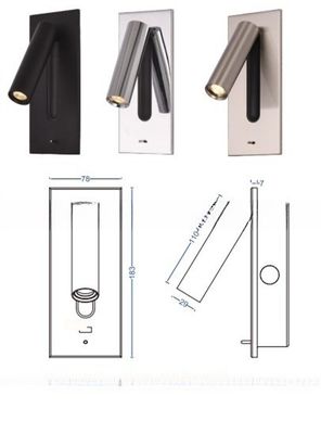 Plastic Shade 3W LED Light Source Minimalist Adjustable Indoor Wall Light with USB Port