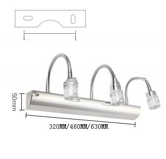Customizable Easy Mount LED Flexible Goose Neck Bathroom Mirror Light IP 44 Wall Mount Mirror Lamp 3000k-6000k