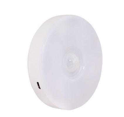 Energy Saving USB Charge LED Night Light with PIR Motion Sensor and Round Shape White