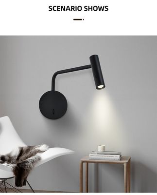 350 Degree Head Rotation LED Bedside Wall Lamp for Hotel Bedroom in Classic Style