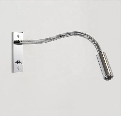 Hotel Headboard 3Watt Chrome LED Gooseneck Reading Wall Lights with 350mm Dimension