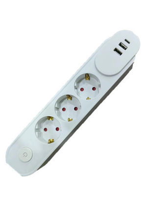 European Standard Socket with Multiple Portable Socket Outlet USB Type A/C Shutters Switch 0.8M Cable Length H05VV-F 3G1.5mm2 Wiring