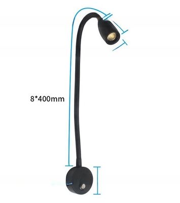 BLACK Flexible 3W Bedroom Bedside Headboard Lamp USB Wall Mounted Dimmable Led Reading Light