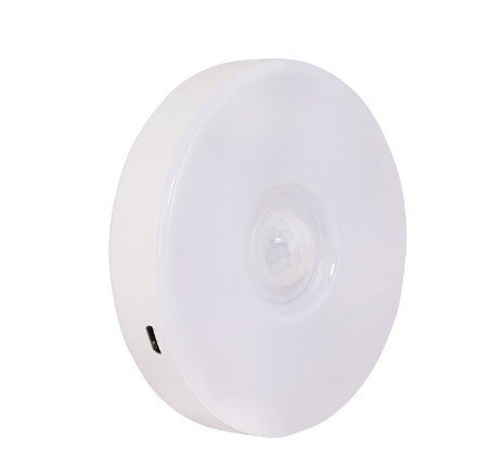 Energy Saving USB Charge LED Night Light with PIR Motion Sensor and Round Shape White