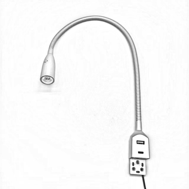 Switch Control LED Reading Light with Type-C and USB Port Modern Flexible Design